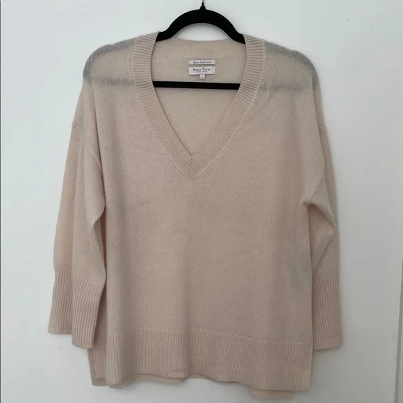 Part Two Copenhagen 100% Cashmere Soft Cream V-Neck Sweater size Large - Picture 1 of 13